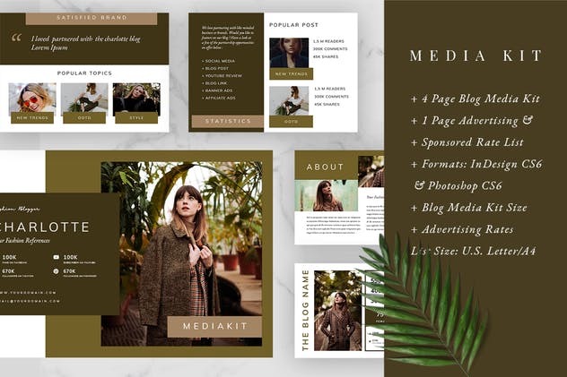 优雅时尚社交媒体博客媒体设计素材包v1 Charlotte – Media Kit  & Sponsorship插图(1)