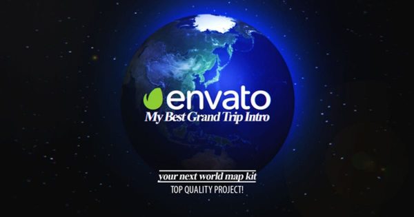 环球旅行节目开场视频素材库精选AE模板 Best Grand Trip Intro | World Map Kit
