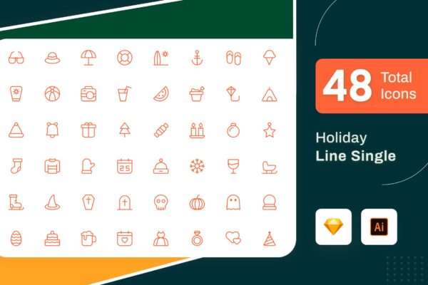 Line Senja图标系列：假日度假主题矢量线性图标 Line Senja – Holiday