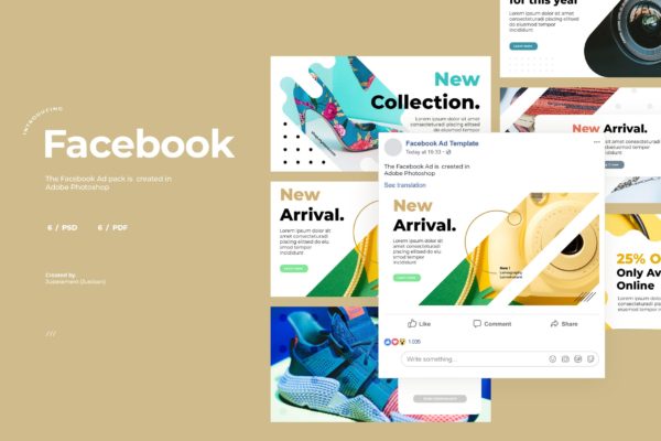 新品发布Facebook社交推广广告设计模板素材库精选v5 Facebook Ad Template Vol.5