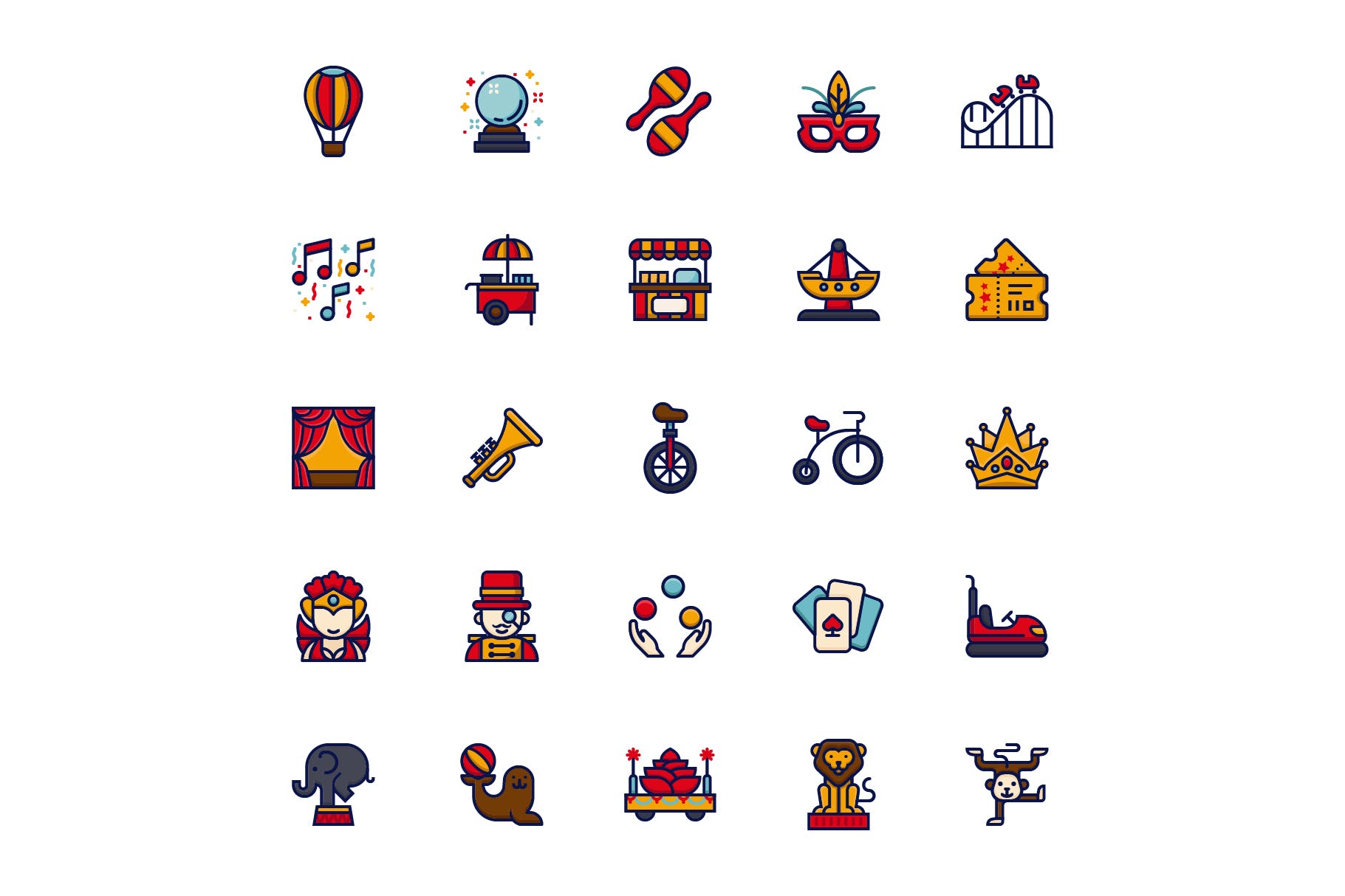 25枚狂欢节填充素材库精选图标素材 Carnival Filled插图(3)