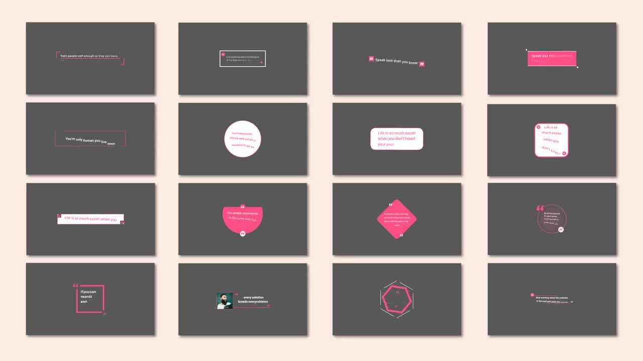 16个设计时尚的4k简单报价素材库精选AE模板