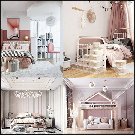 4款粉色儿童房公主房女孩房素材之家精选3D模型By DoanNguyen
