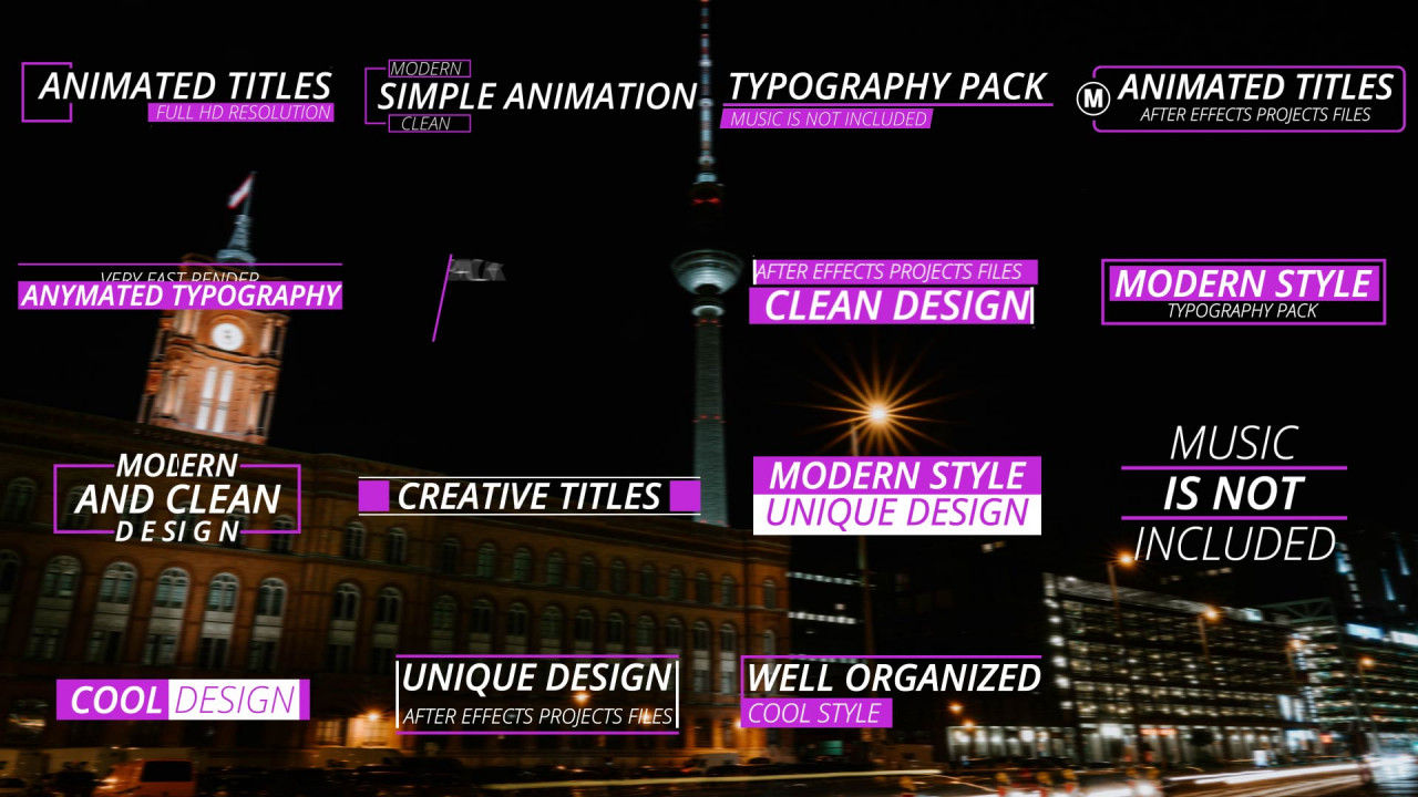 15组简洁动态紫色系文本动画字幕特效素材库精选AE模板