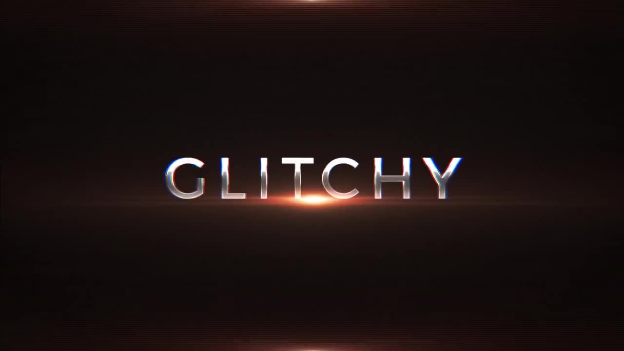 镜头光晕和黑暗动态金属文字毛刺效果素材库精选AE模板