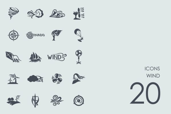 20个手绘风元素简约图标 Wind icons