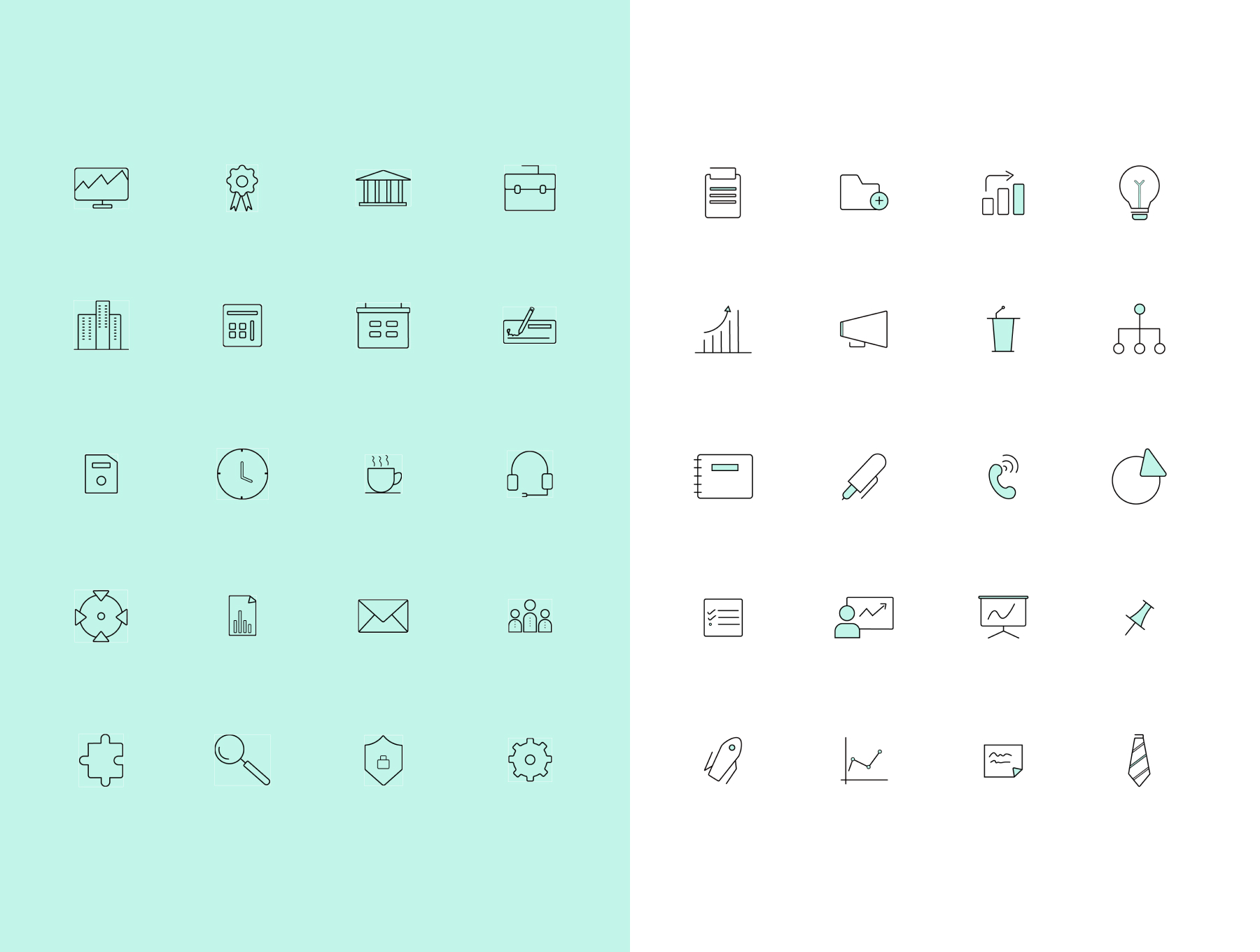 素材库下午茶：商业主题简约风格线条矢量素材库精选图标合集插图(1)