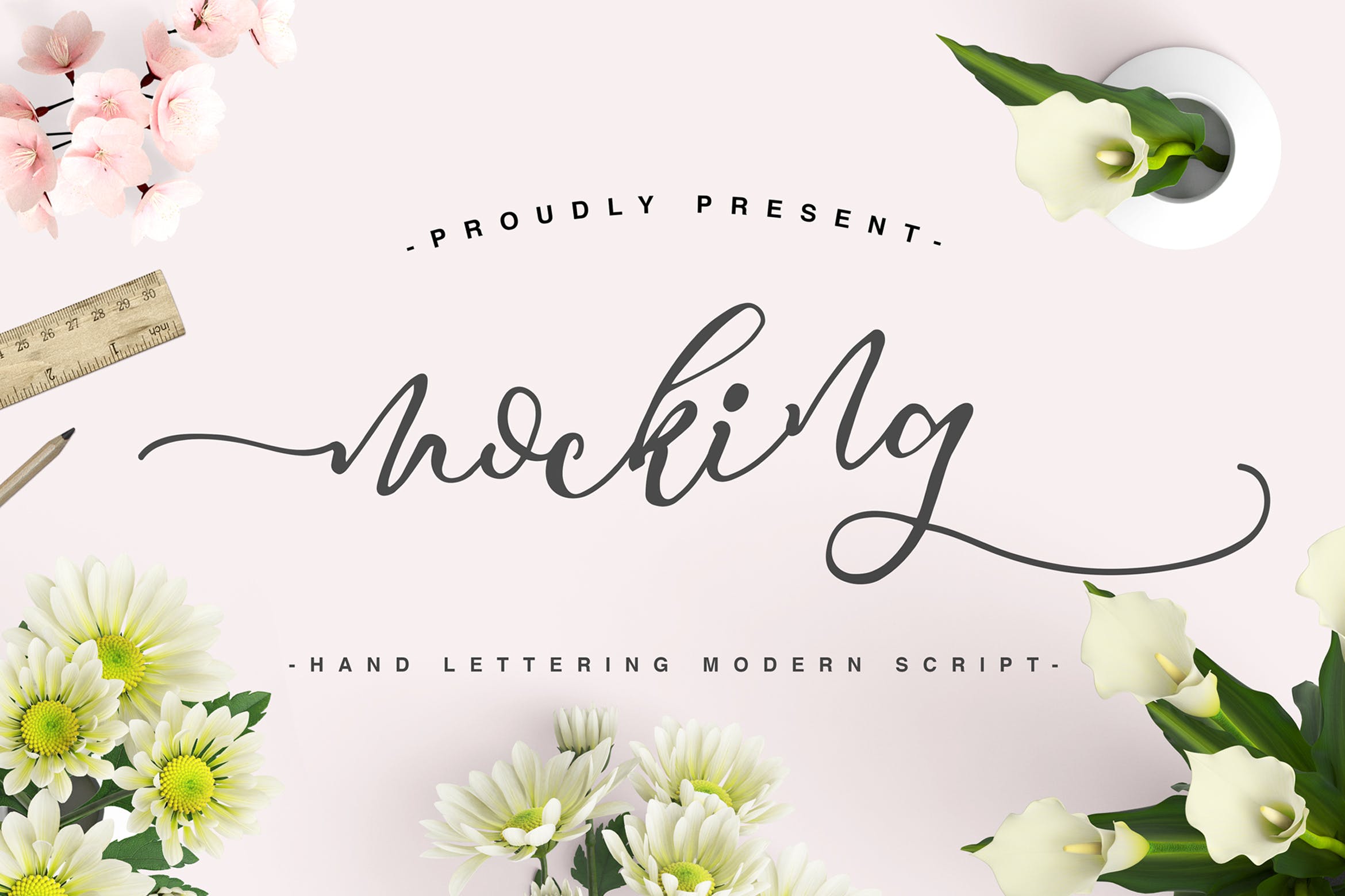 飘逸草书风格英文连体艺术字体下载 Mocking插图