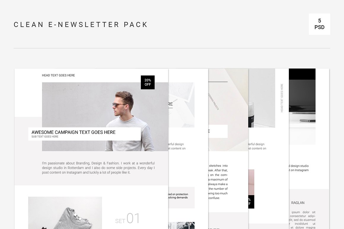 简约 EDM 设计模板 Clean E-newsletter Pack插图