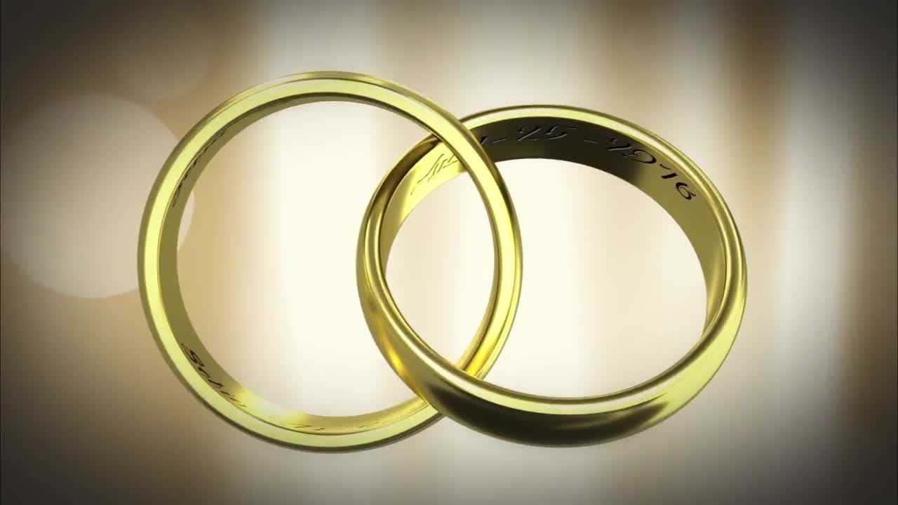 情侣金戒指动画素材库精选AE模板Gold Rings