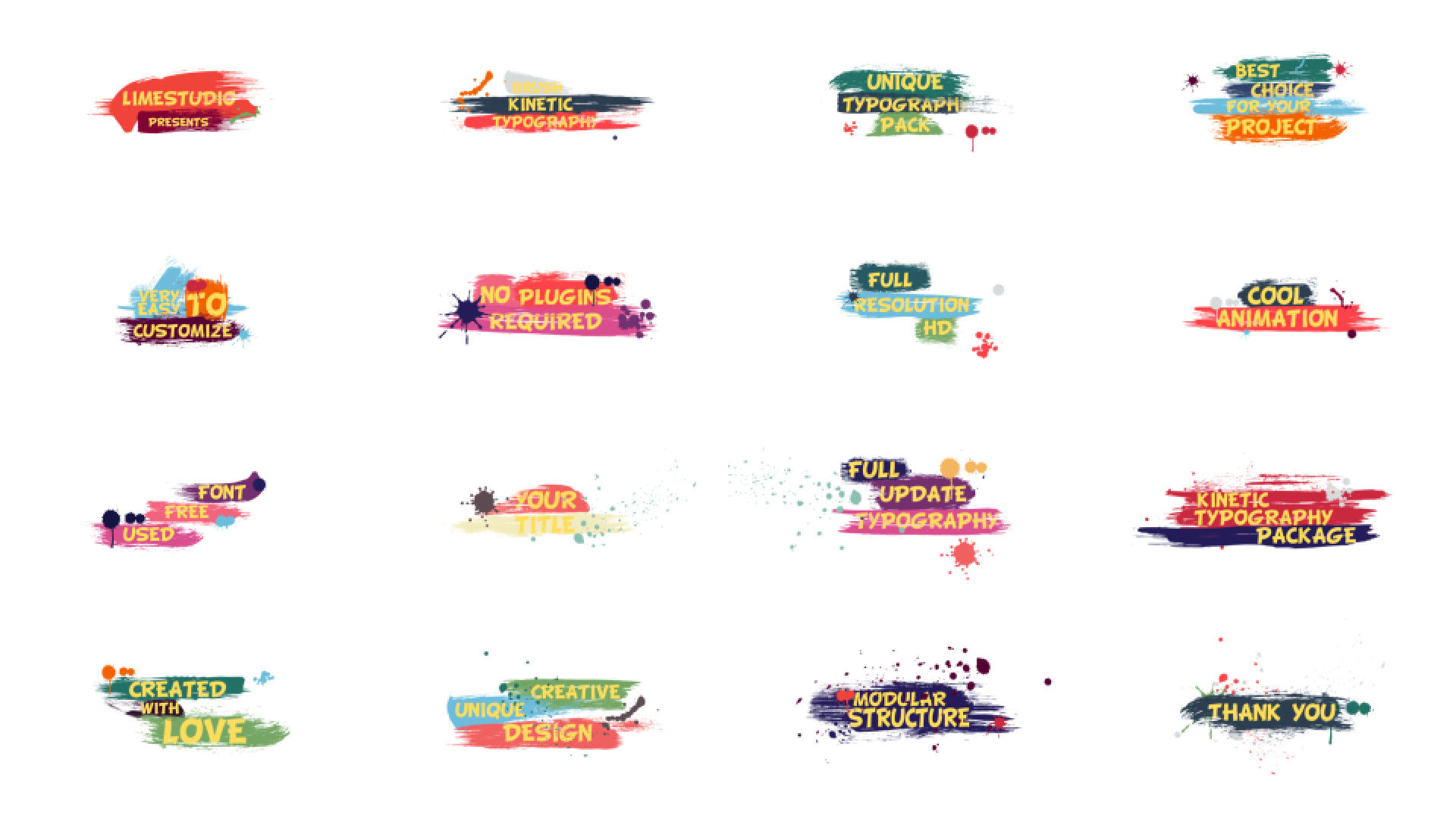 16种动力学笔刷效果排版标题动画素材库推荐PR模板