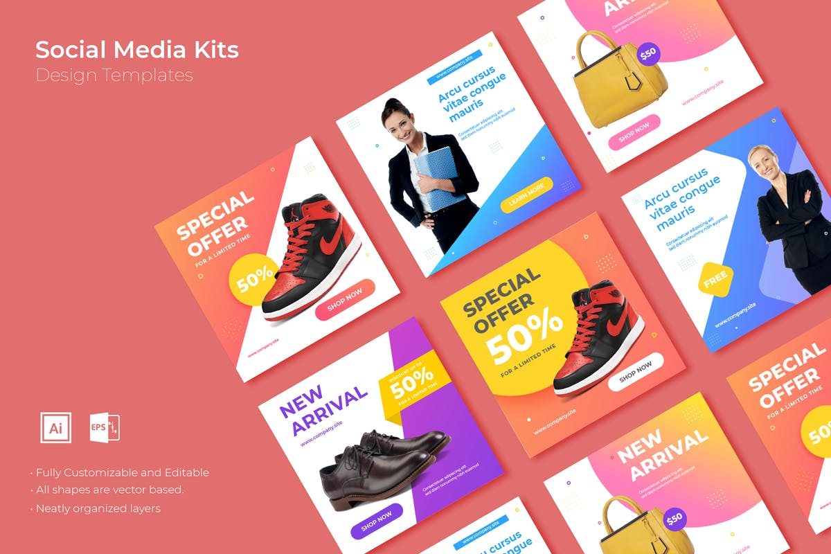 电商单品促销品牌宣传广告Banner设计模板 ADL Social Media Kit.17插图