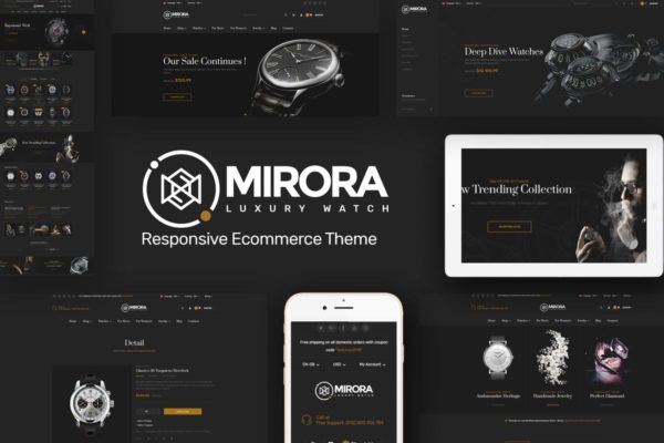 奢侈品电商网站Opencart主题 Mirora – Watch &amp; Luxury Store Opencart Theme
