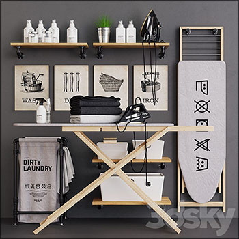 木制烫衣板熨斗等组合套装素材之家精选3D模型