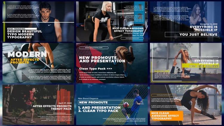 9个排版创意健身素材库精选AE模板