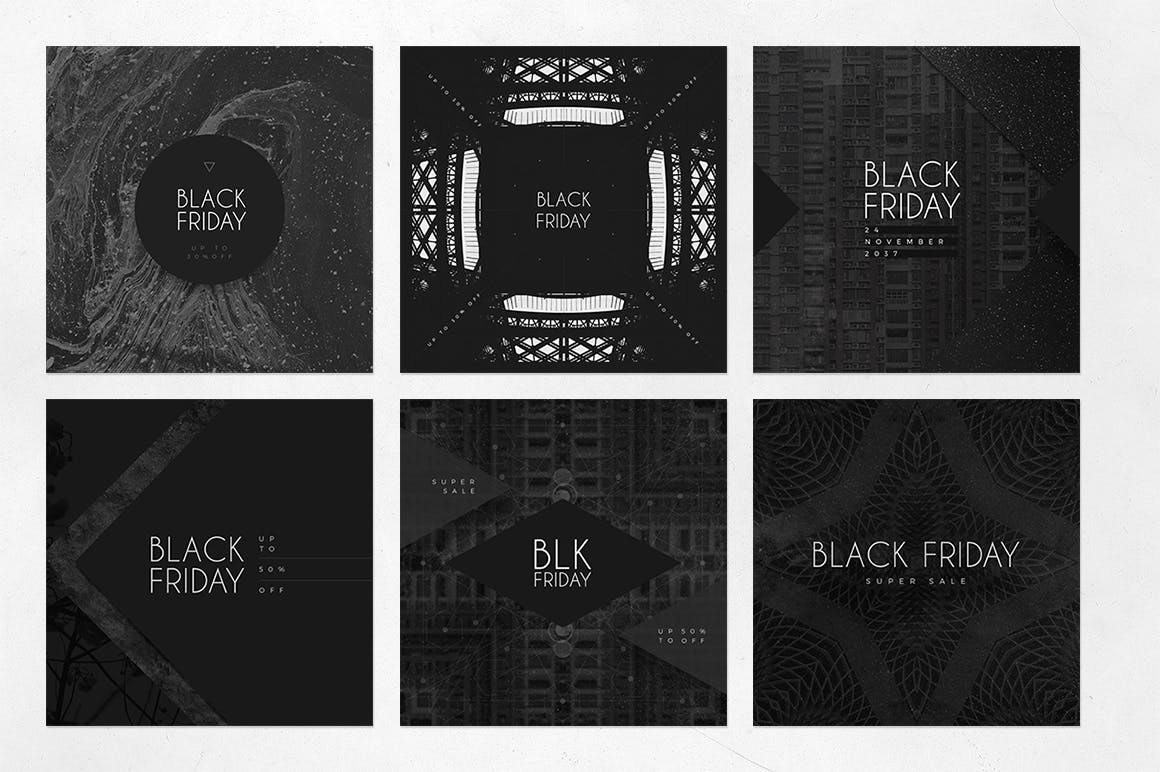 黒五购物节Instagram社交设计素材 Instagram Black Friday Templates插图(1)