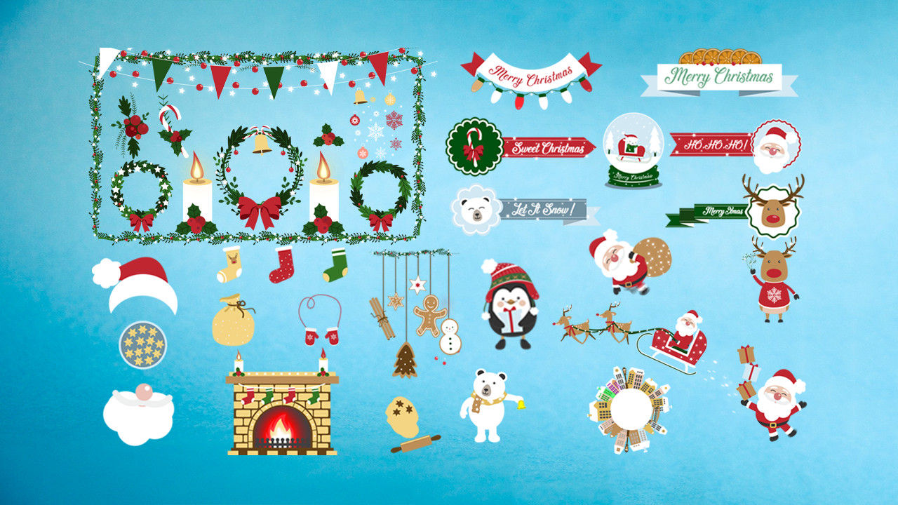 明亮动态动画圣诞元素素材库精选AE模板