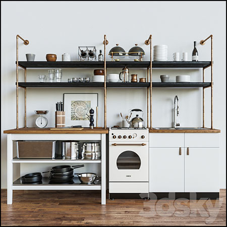 阁楼风格的厨房素材之家精选3D模型