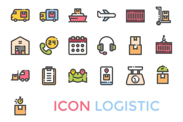 19枚物流配送主题矢量素材库精选图标 Logistics Icon