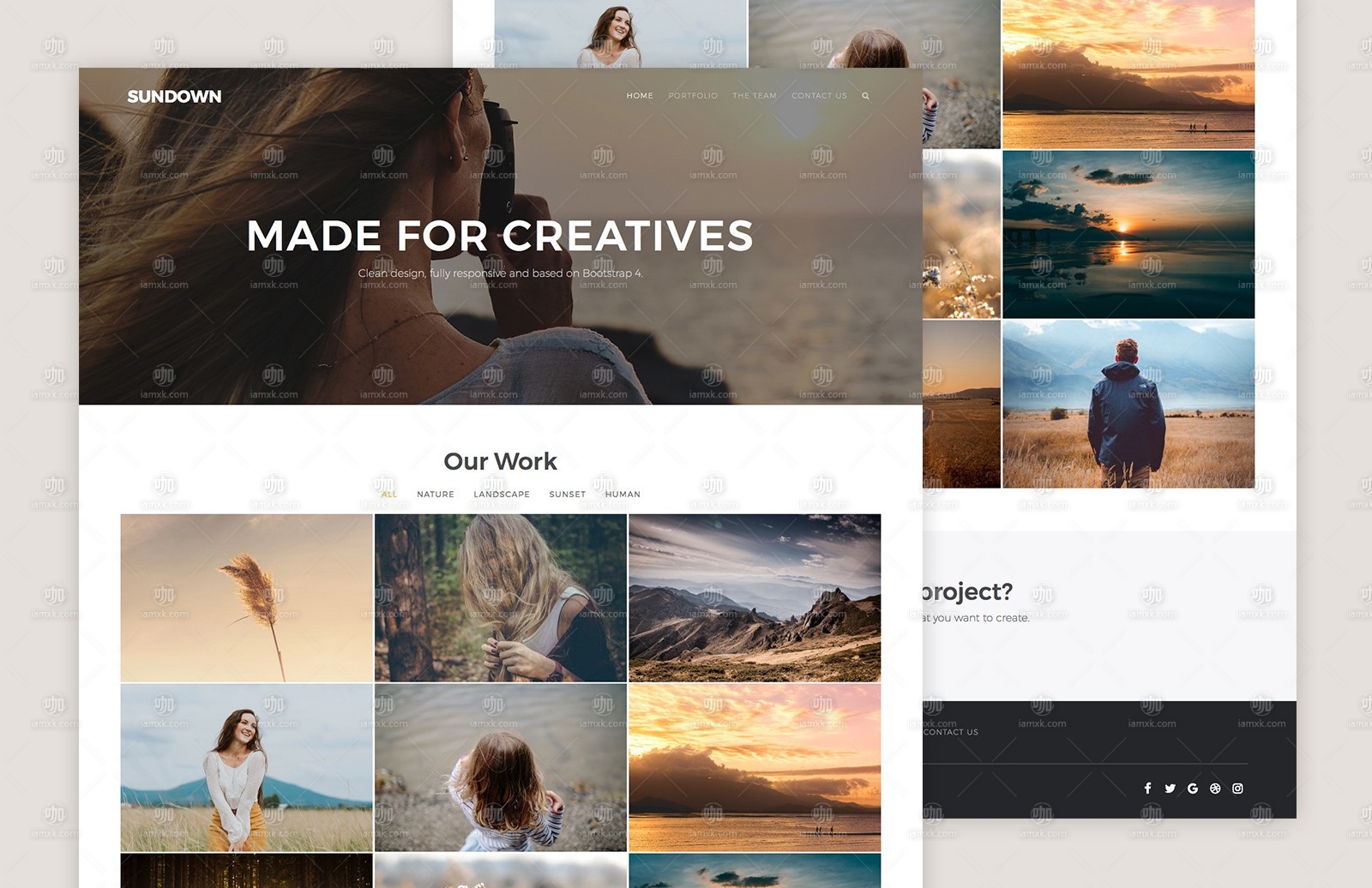 响应式网站模板素材库精选 Sundown – Bootstrap Portfolio Template插图(1)