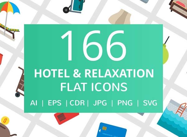166枚旅行酒店购物主题扁平化矢量图标下载[PNG,EPS,JPG,AI,SVG ]