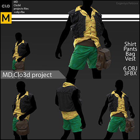 休闲短袖服装短裤和包素材之家精选3D模型