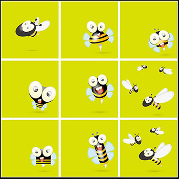 可爱的卡通小蜜蜂矢量素材