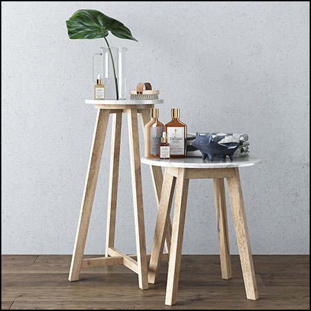 高脚凳上的浴室洗浴用品素材之家精选3D模型