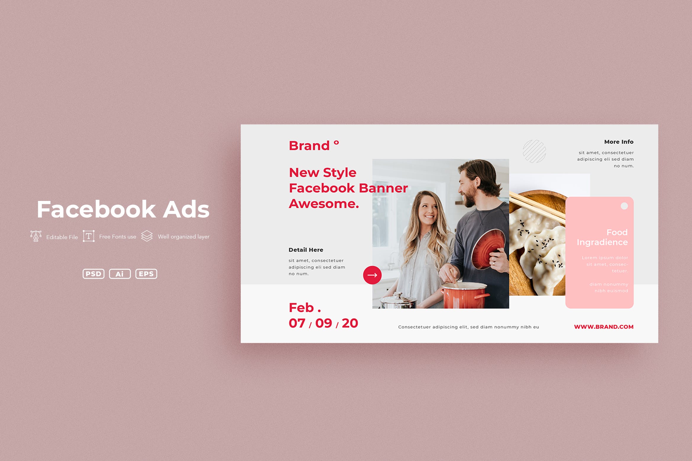 Facebook社交媒体美食品牌活动广告设计模板素材库精选v28 SRTP – Facebook Ads.v28插图