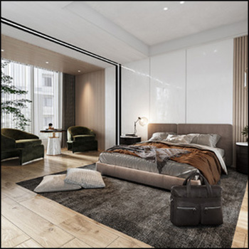 现代欧式主卧卧室场景素材之家精选3D模型