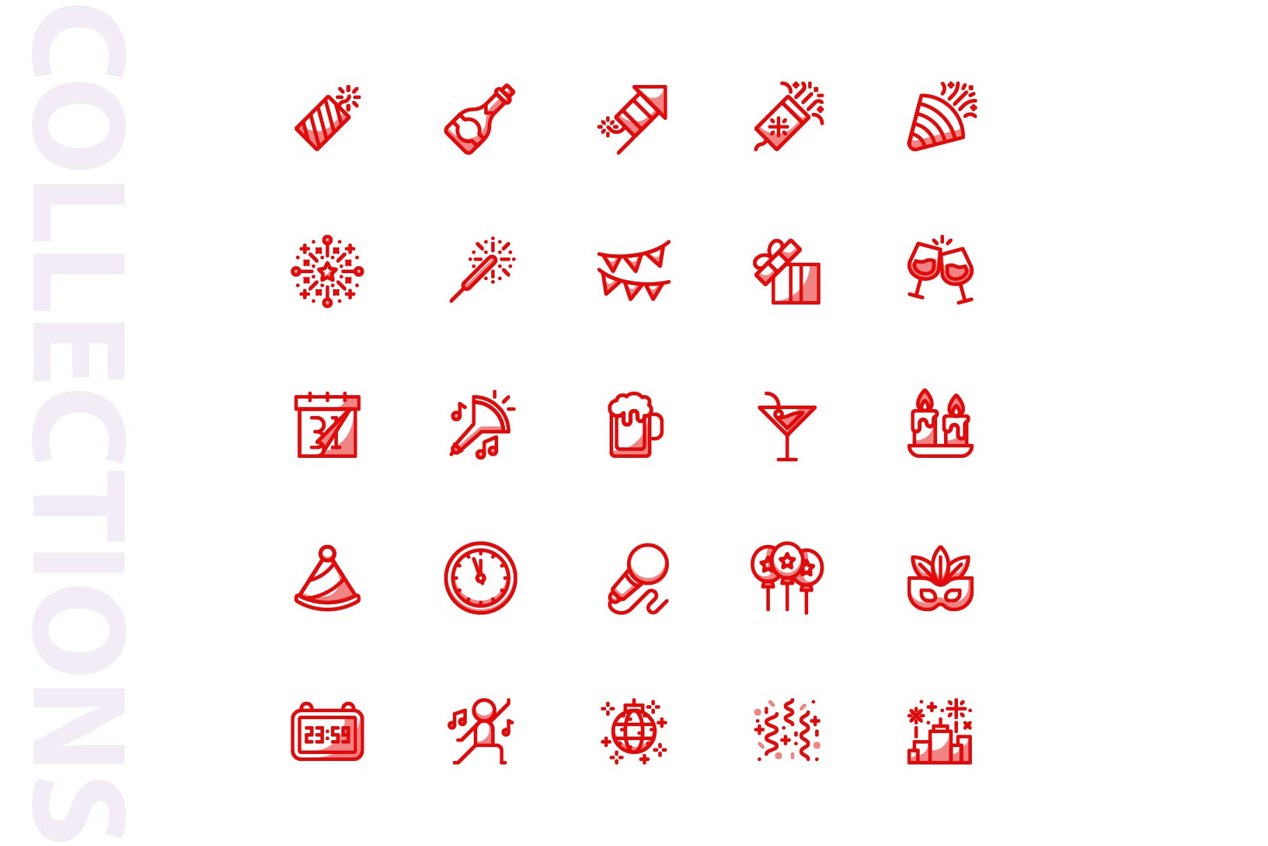 25枚新年主题矢量阴影图标v1 New Year Shady Icons插图(3)