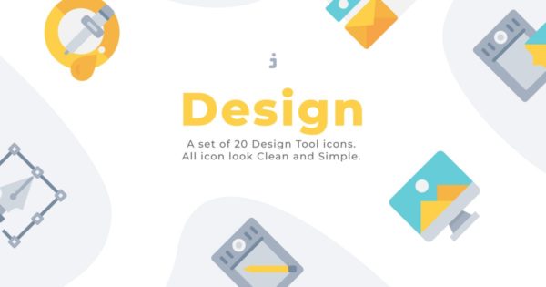 20枚设计元素扁平化矢量图标素材 20 Design Element icons – Flat