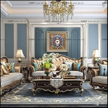 现代欧式客厅室内场景素材之家精选3D模型