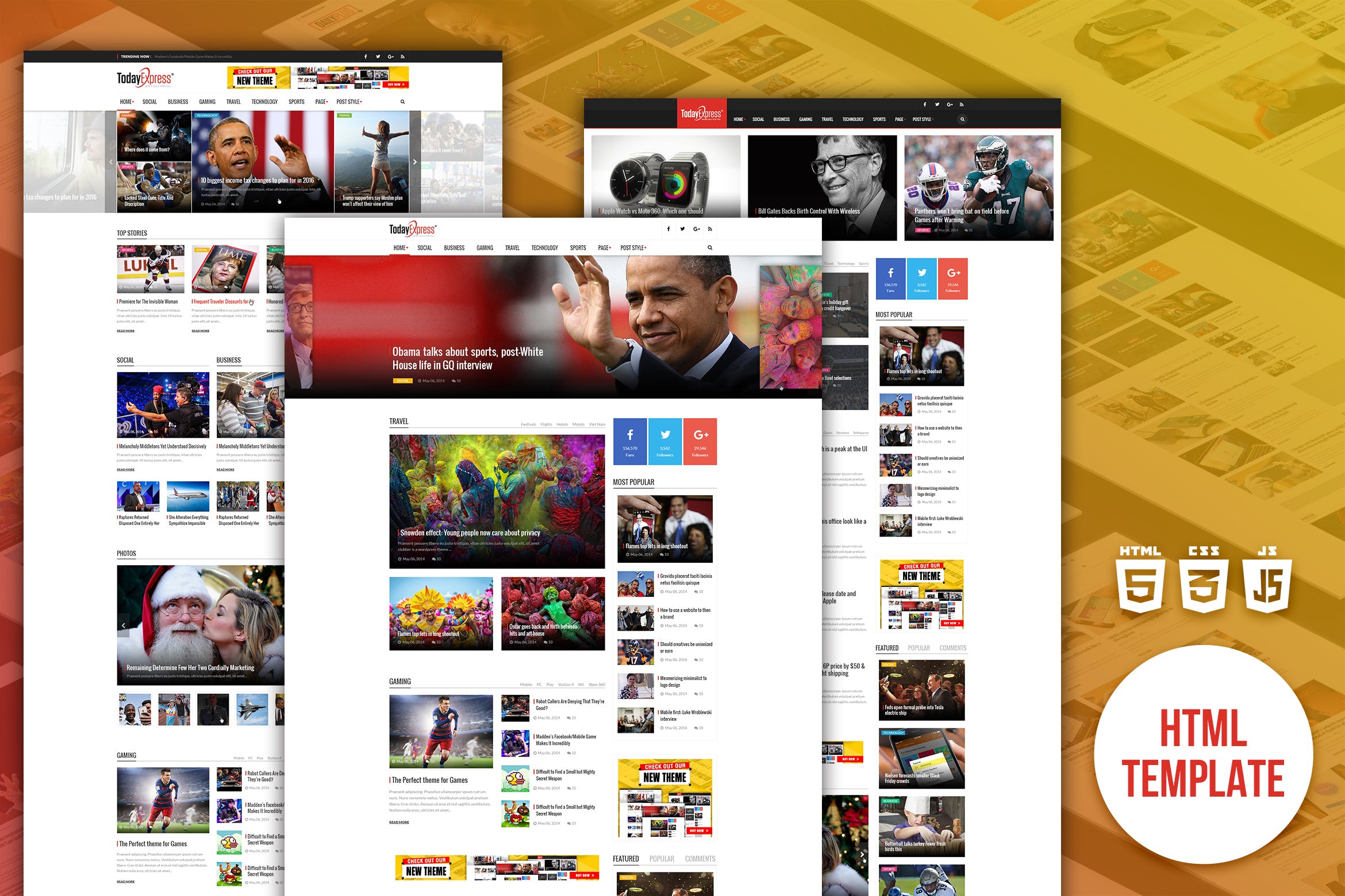 新闻&杂志网站HTML模板素材库精选素材 TodayExpress | News & Magazine HTML Template插图
