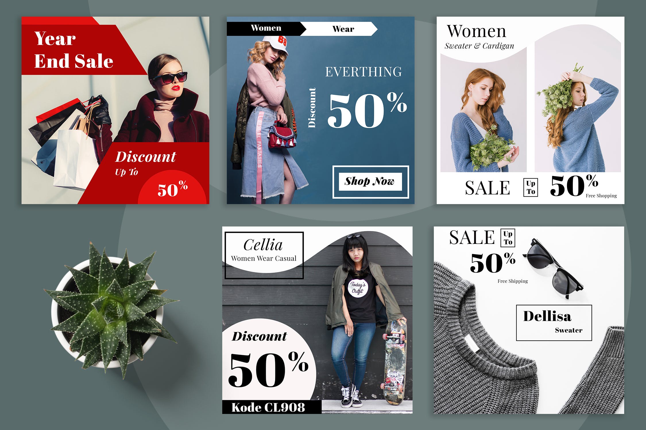 时尚产品促销社交推广设计素材包 Fashion Promo Social Media Kit插图(2)