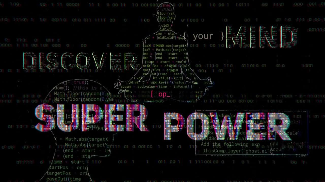 混合毛刺和扭曲效果的二进制徽标显示素材库精选AE模板