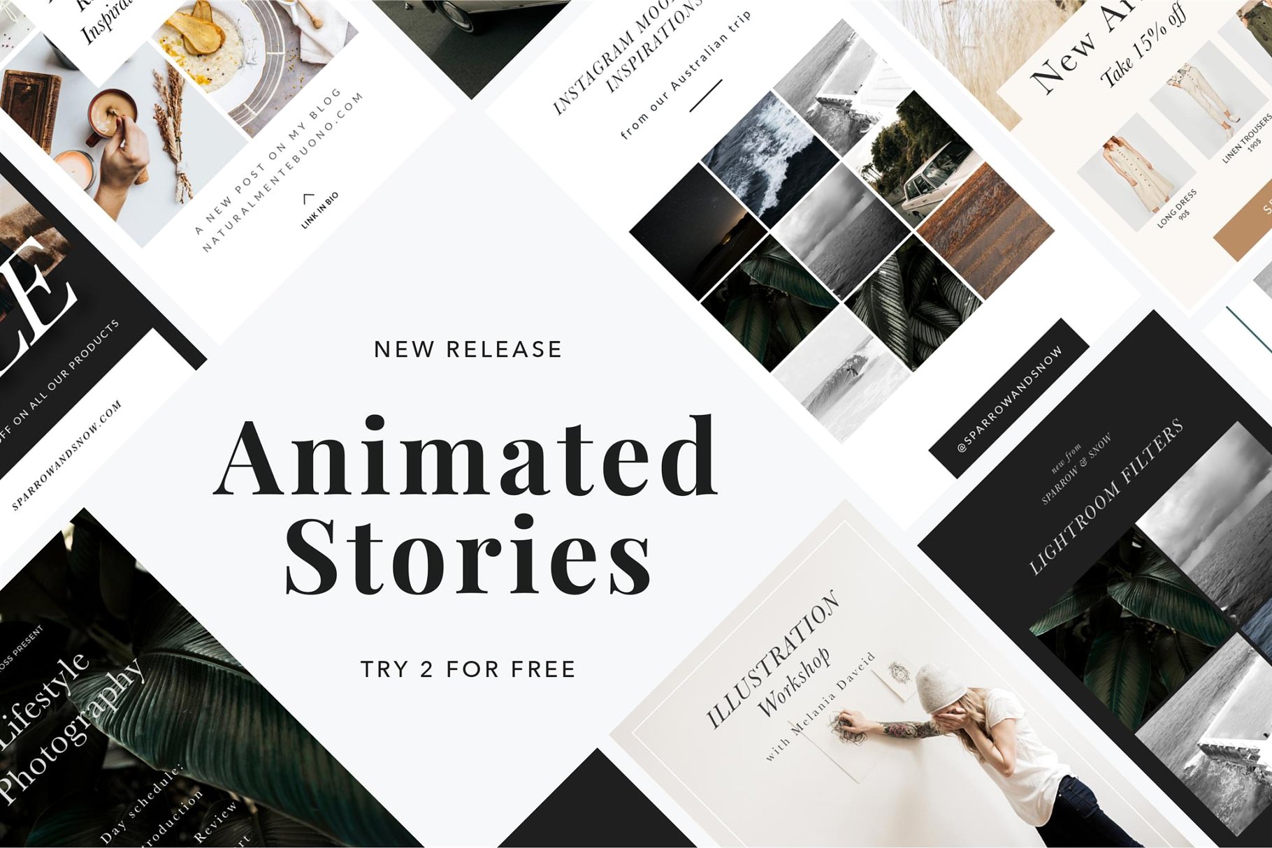 社交媒体促销活动/文章动态贴图模板素材库精选 ANIMATED Stories Templates插图