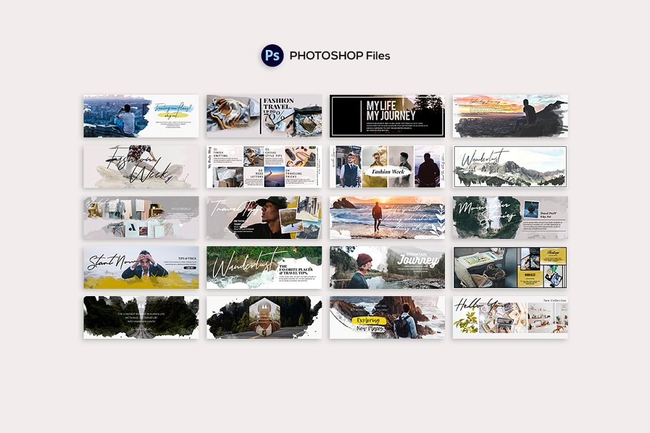 Facebook社交媒体时尚水彩画背景叠层插图(10)