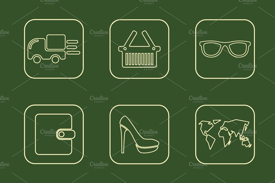 25枚购物主题简约风图标 25 SHOPPING simple icons插图(3)