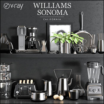 现代厨房电器面包机咖啡水壶搅拌机素材之家精选3D模型