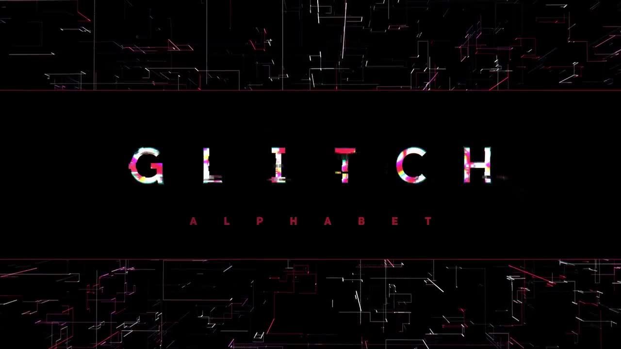 现代小故障字母标题动画素材库精选AE模板