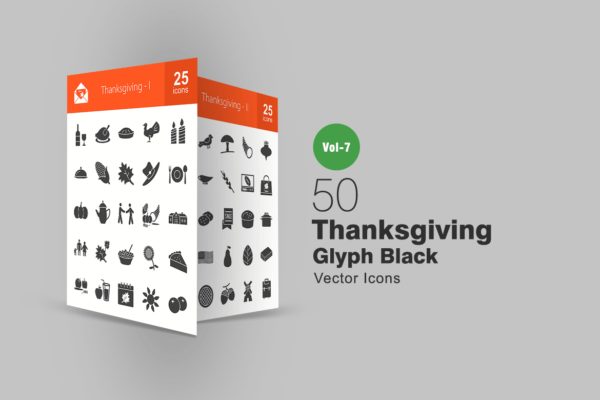 50个感恩节矢量符号图标素材 50 Thanksgiving Glyph Icons