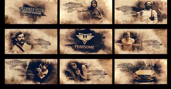 电影预告片人物出场素材库精选AE模板 Freeze Moment Grunge Trailer