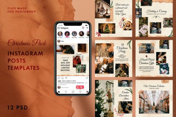圣诞节主题风格Instagram社交推广素材包 Christmas Instagram Pack