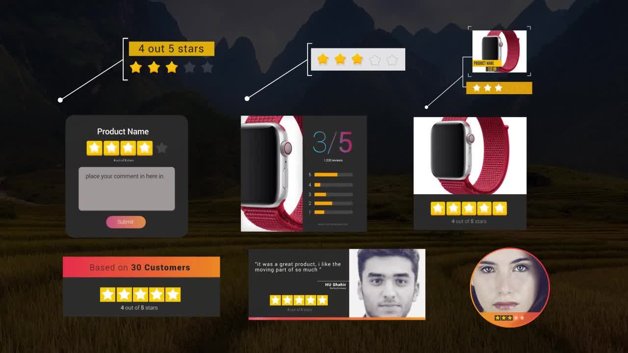 干净富有创意的智能评论包素材库精选AE模板