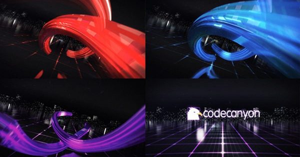 丝带揭幕动态特效Logo演示素材库精选AE模板 Digital Ribbon Logo Reveal