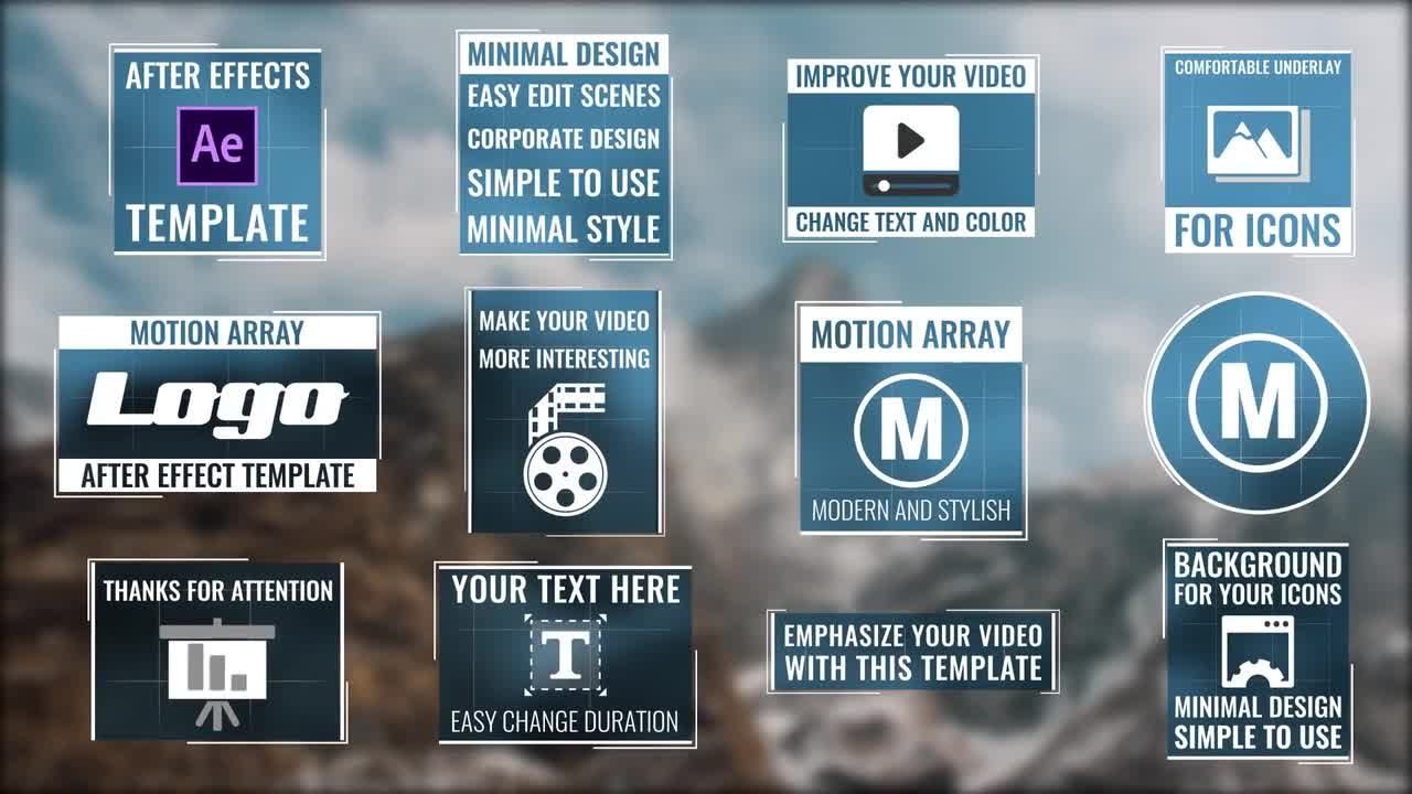 12个全屏外观干净的标题动画素材库精选AE模板