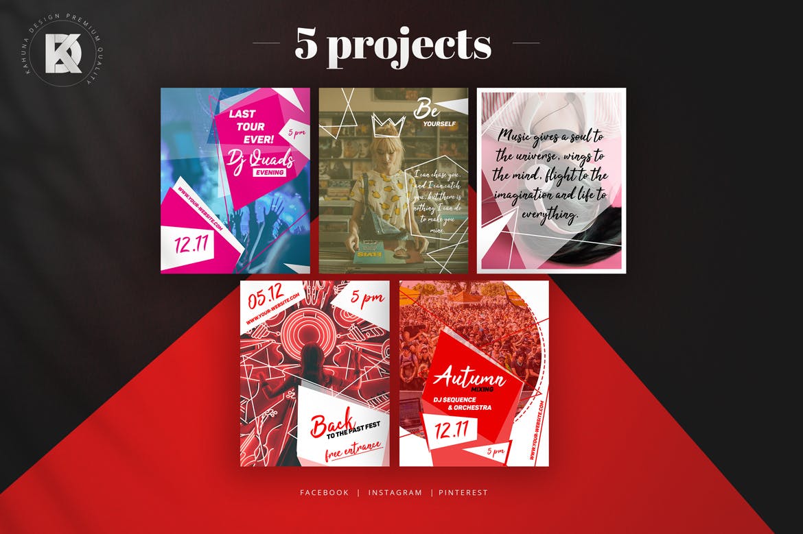 音乐活动/音乐节主题社交媒体新媒体设计素材 Music Social Media Pack插图(4)