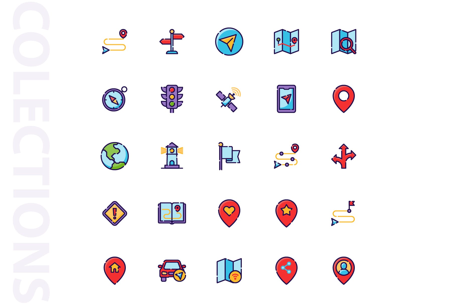 25枚地图导航矢量填充素材库精选图标 Map & Navigation Filled插图(3)
