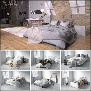 32个欧式双人床素材之家精选3D模型